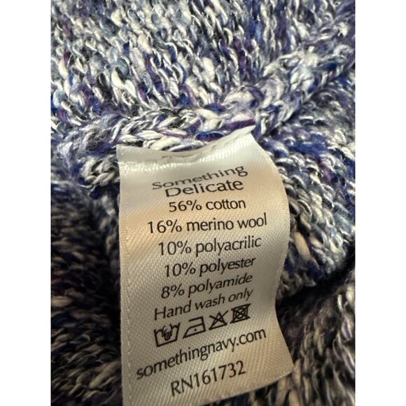 Something Navy Women's Blue 100% Merino Wool Long Sleeve Sweater Top Size M - Picture 4 of 4